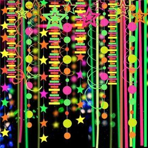 540feet Paper UV Neon Garland Neon Streamers Glow in The Dark Neon PartySupplies